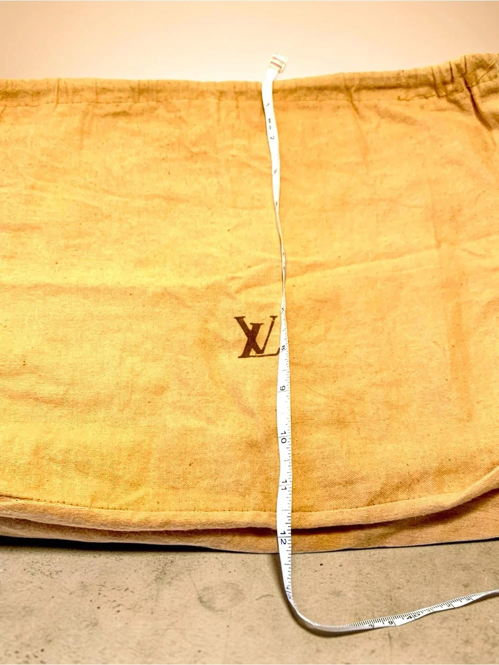 Louis Vuitton Tan flannel Drawstring Dust Bag with Brown LV Logo